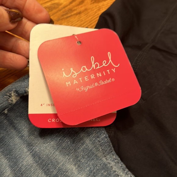 Over Belly Destruction Midi Maternity Jean Short Medium Denim Wash (Isabel mat.) - Picture 6 of 12